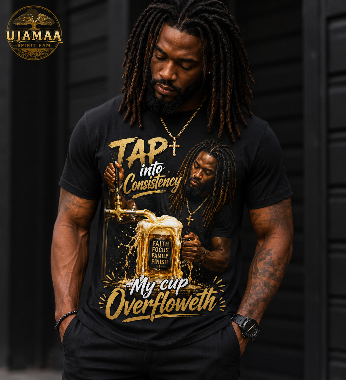Ujamaa Spirit FAM Short Sleeve T-shirts